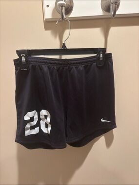 Nike Women’s Black Athletic Shorts with White 28 Graphic